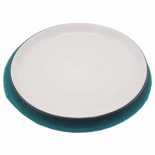 Natürliches Tischset – Jute und Baumwolle, 30 cm, blaugrüner Rand