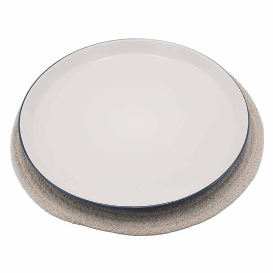 Natürliches Tischset – Jute und Baumwolle, 30 cm, elfenbeinfarbener Rand