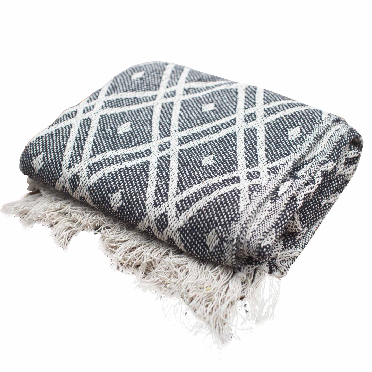 Couvertures Boho Comfort - 125x150cm - Noir et Beige Regency