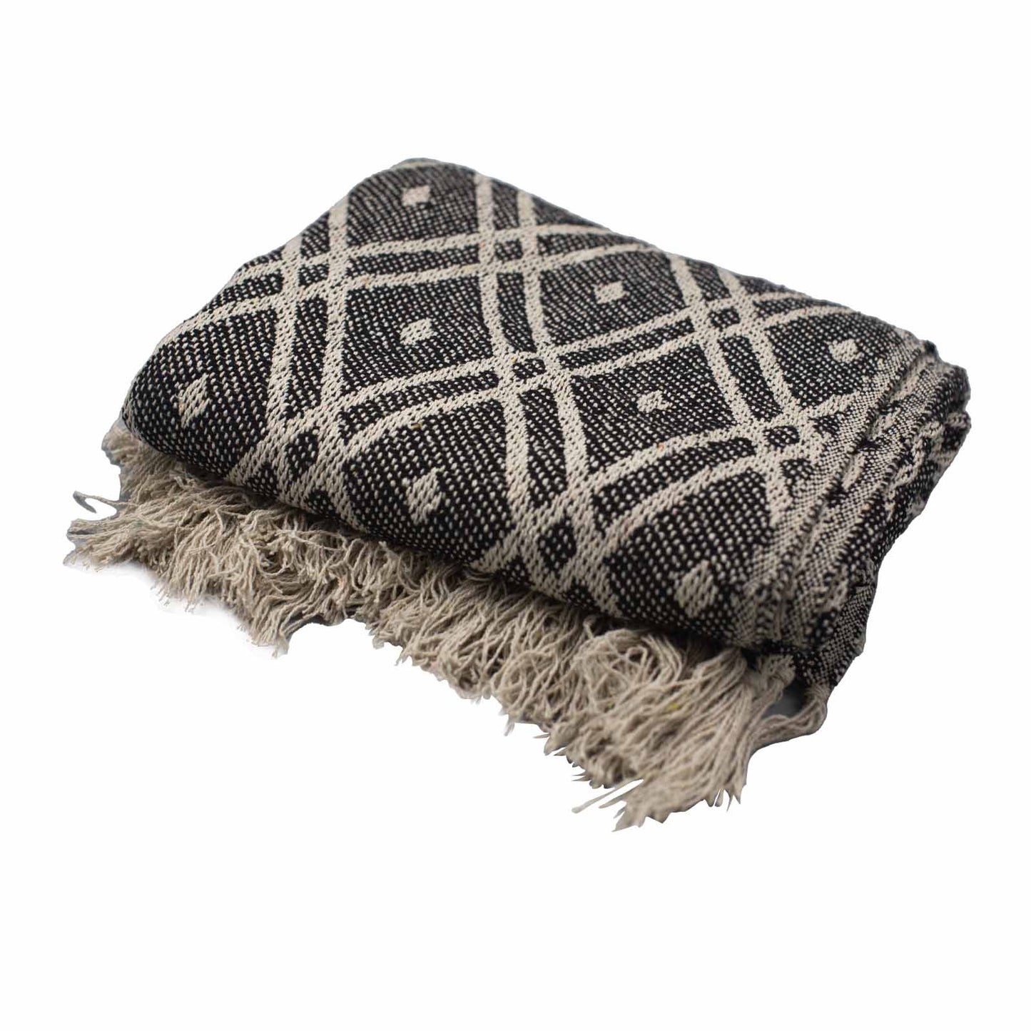 Couvertures Boho Comfort - 125x150cm - Noir et Beige Regency