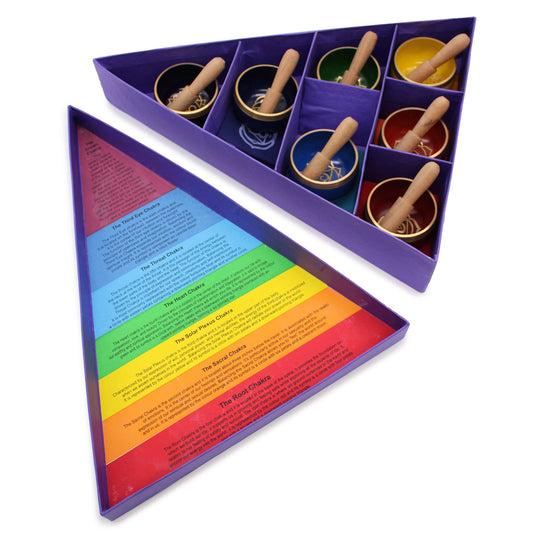 Tibetisches Klangschalen-Geschenkset mit Chakra-Pyramide