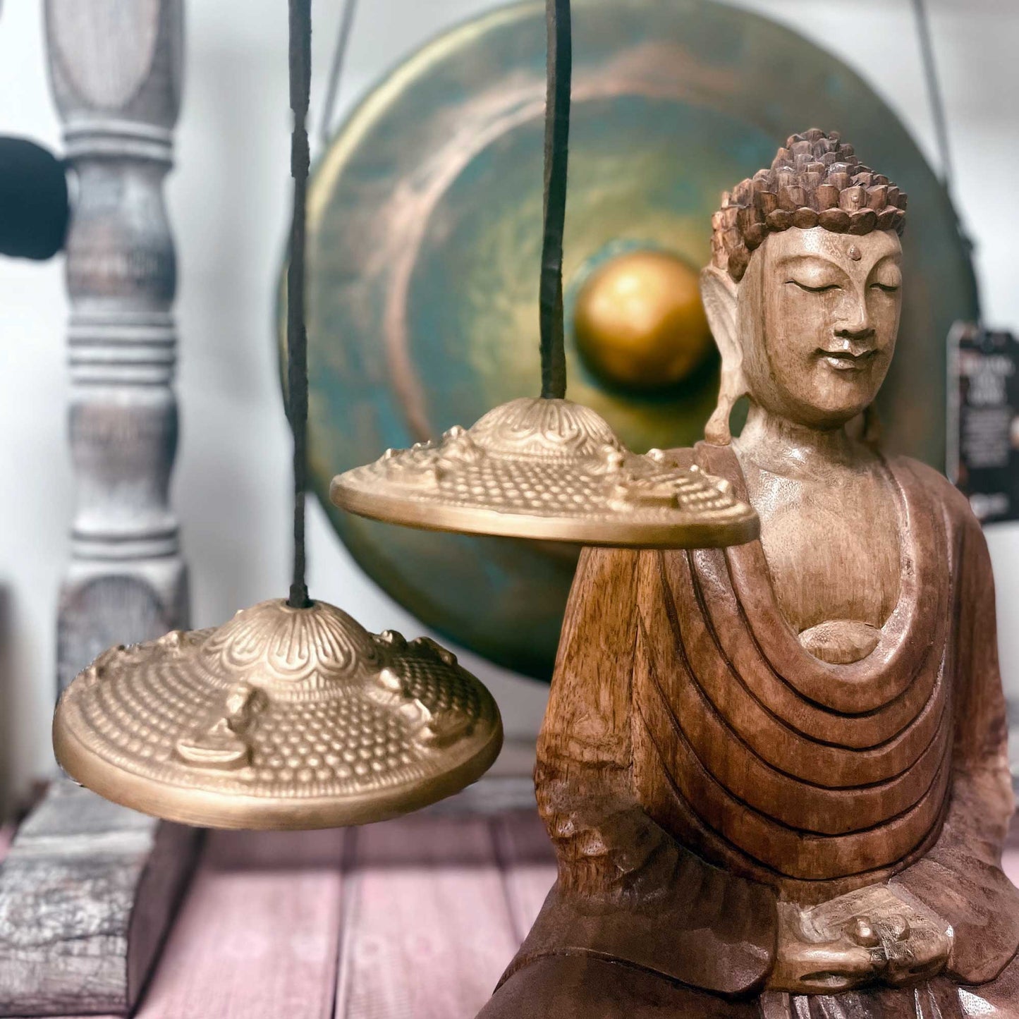 Tibetisches Tingsha - Fünf Buddha - ca. 9,5cm