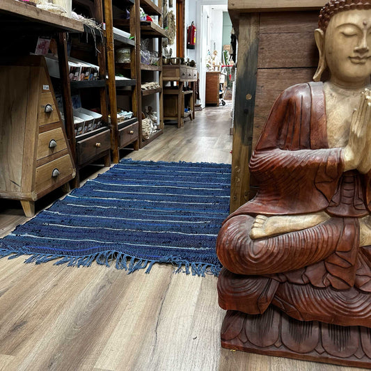 Großer Flickenteppich - 150x90 cm - Premiumqualität - Aqua Blues