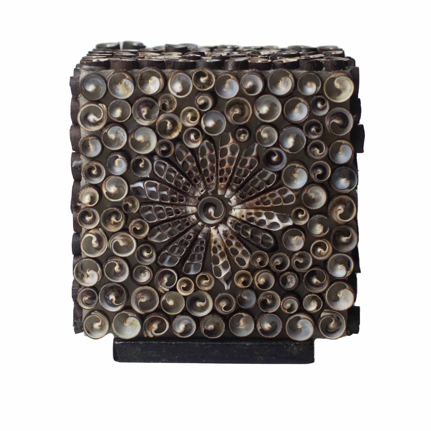 Boho Muschellampe - Schokoladenbraunes Twist-Quadrat - 15cm