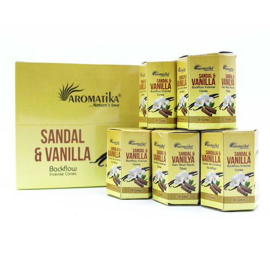Lot de 10 encens Masala à reflux - Bois de santal et vanille