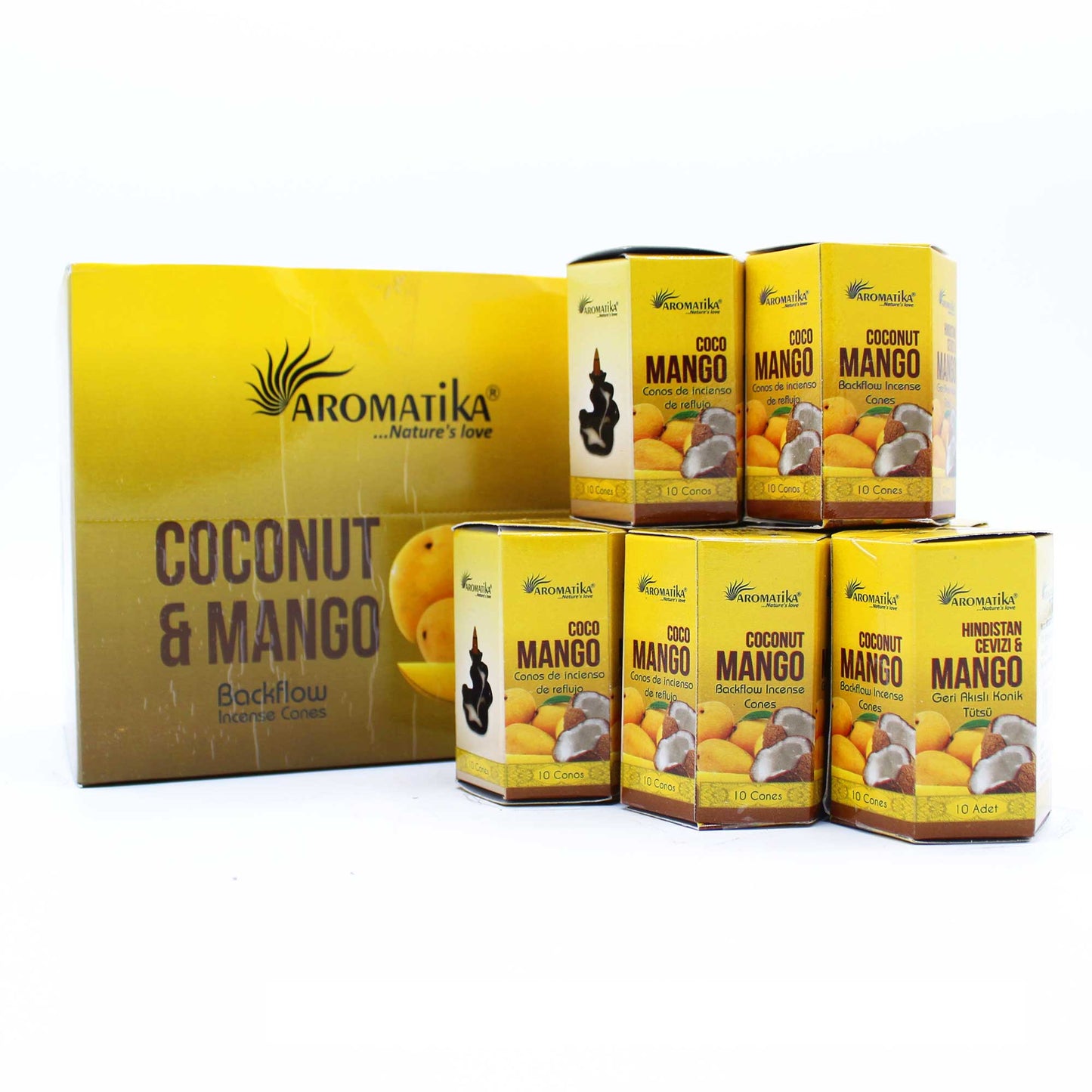 Lot de 10 encens Masala Backflow - Noix de coco et mangue