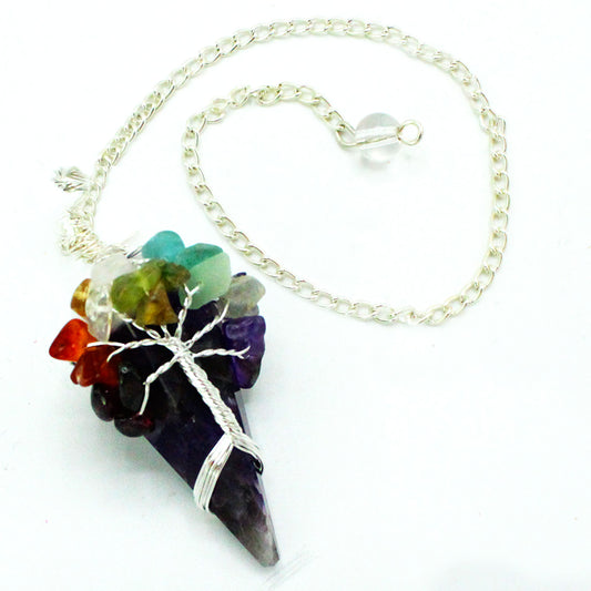 Magisches Pendel - Sieben Chakren - Amethyst