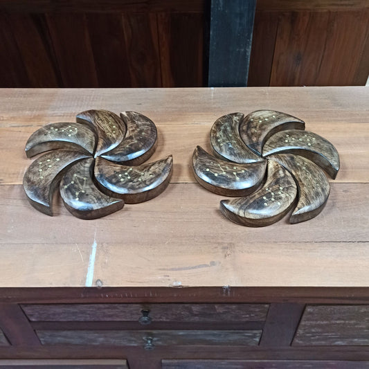 Brûle-encens en laiton gravé signe du zodiaque - Lune