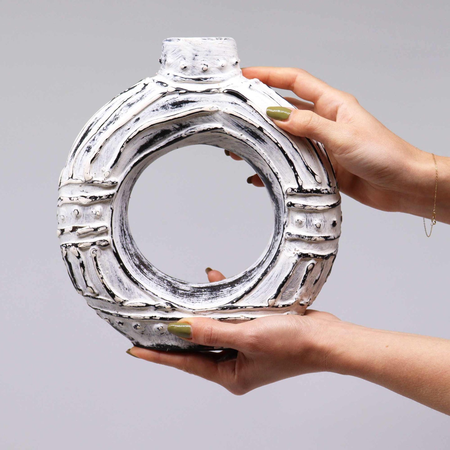 Vase rond donut - Crème 23cm