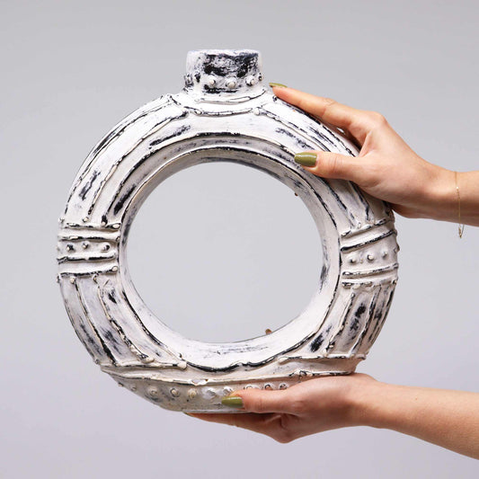 Vase rond en forme de donut - Crème 30 cm