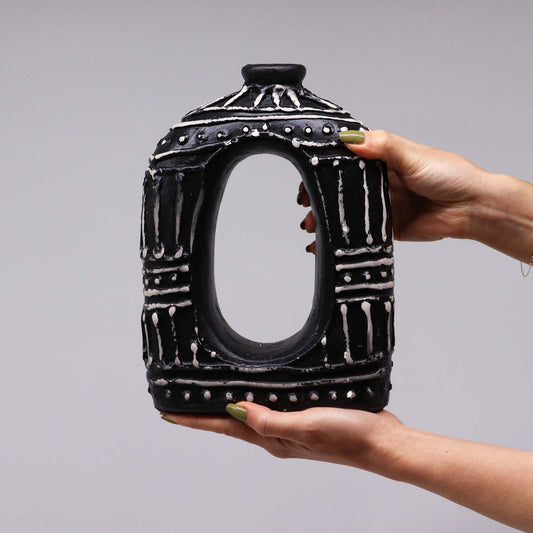 Vase Donut Ovale - Chocolat 23cm