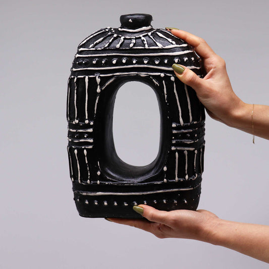 Vase Donut Ovale - Chocolat 30cm