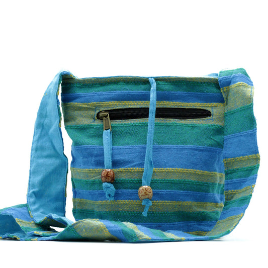 Nepal Messenger Bag - Frühlingswiesen Grün und Blau