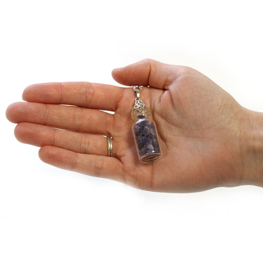 Edelsteinkette in Flaschenform - Amethyst