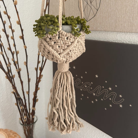 Jardinière décorative en macramé - Beige
