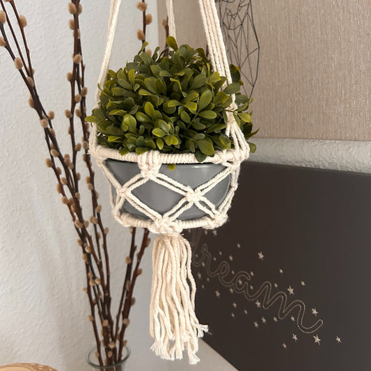 Petite jardinière en macramé - Naturel - Anneau de 16 cm