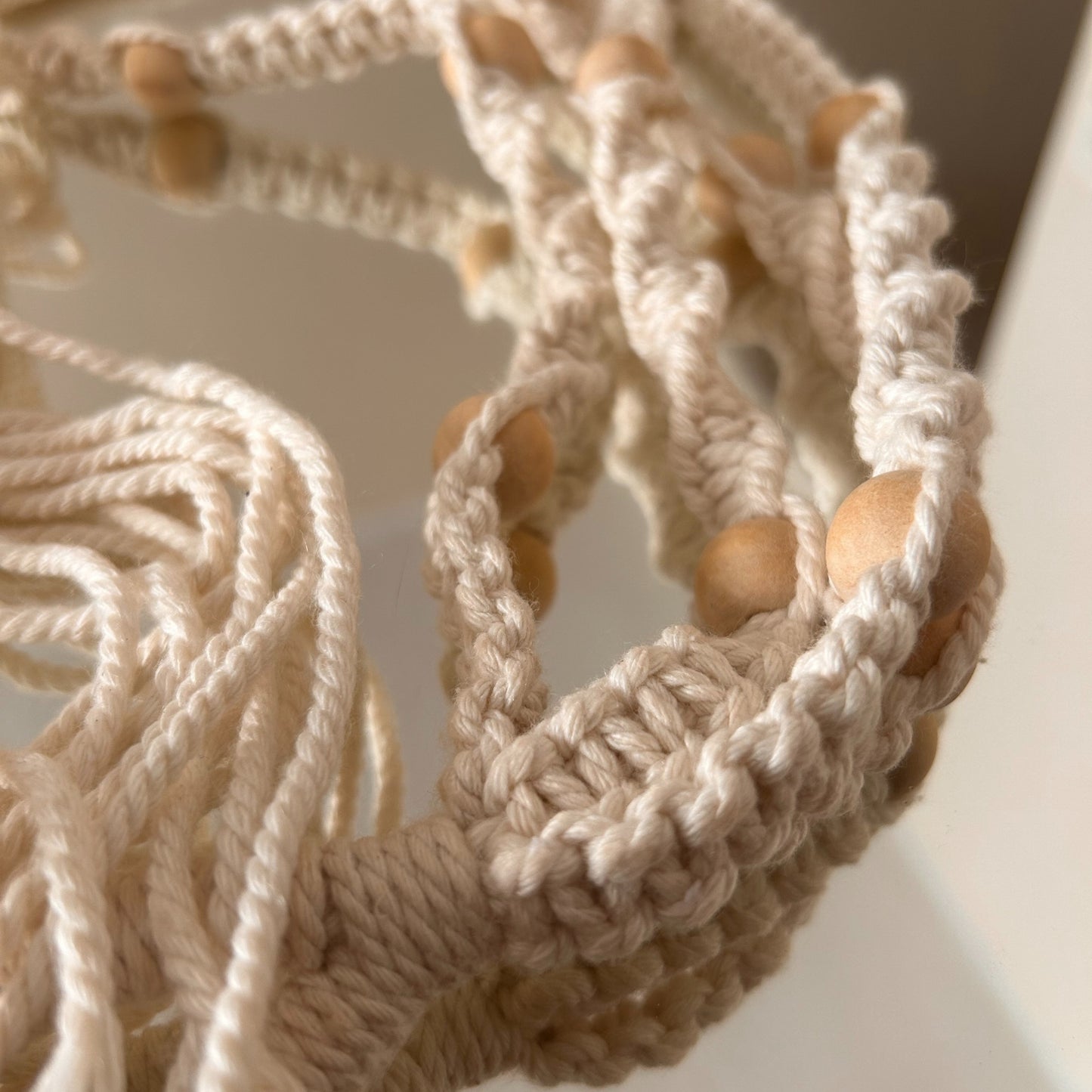 Jardinière en perles de macramé - Naturel - 1 mètre