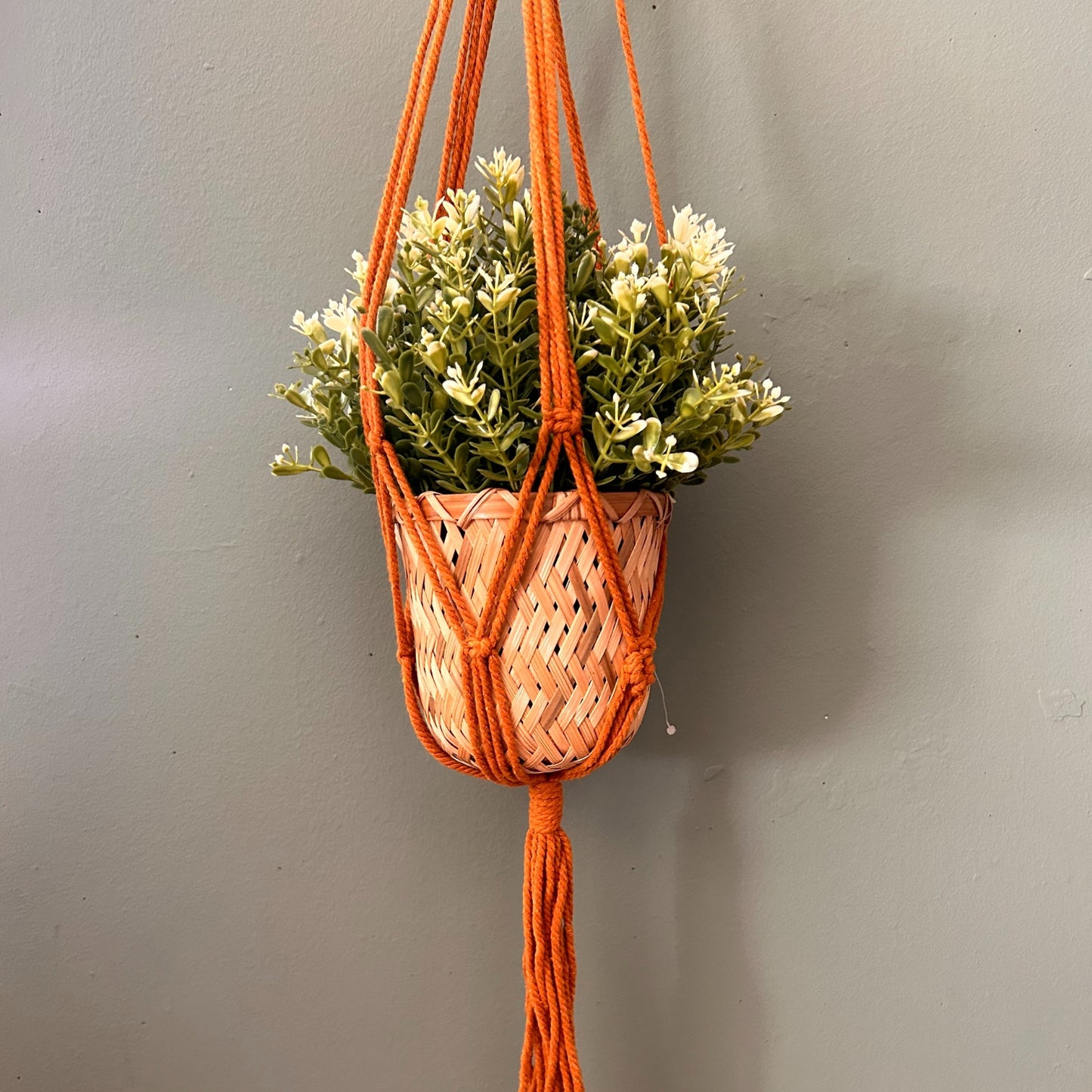 Jardinière classique en macramé - Pot moyen chocolat