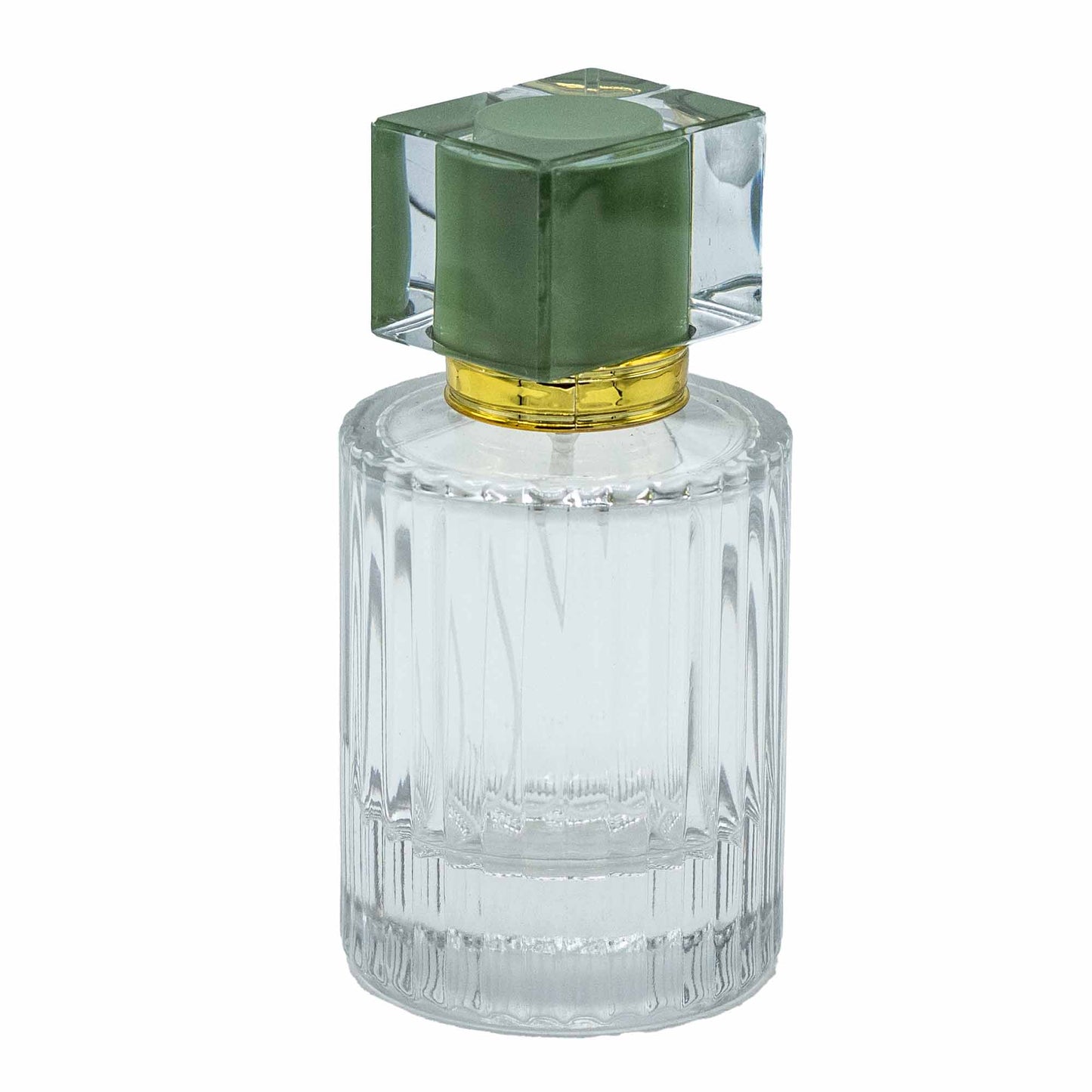 Flacons de parfum en verre avec vaporisateur et bouchon vert 50 ml