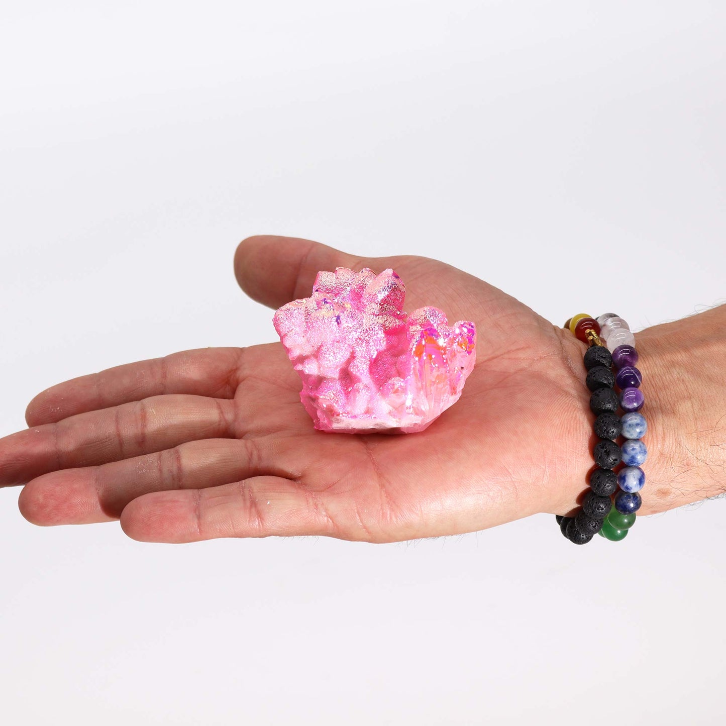 Mittelgroßer, verstärkter Naturquarz – Aura Rose Halo-Quarz (ca. 100–150 g, 7–10 cm)