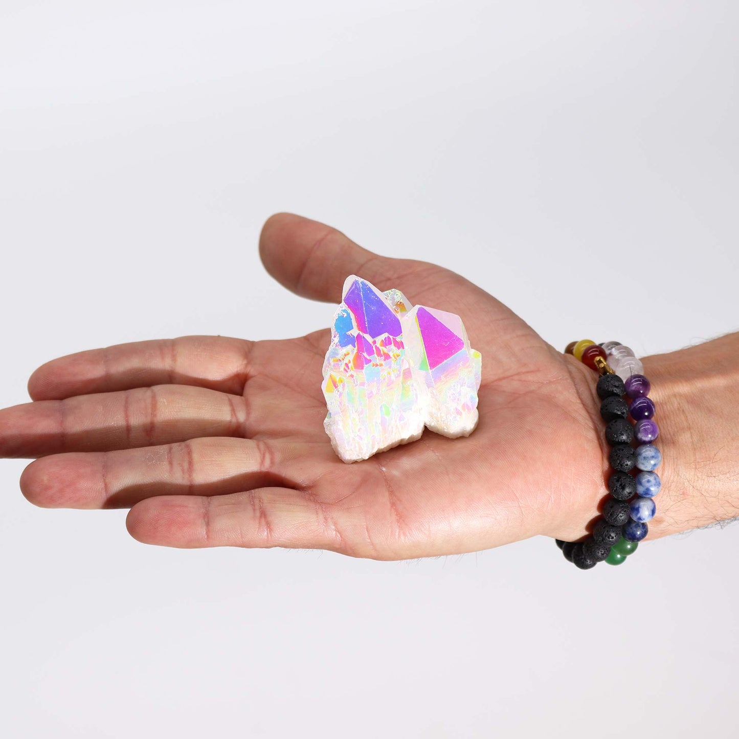 Mittelgroßer, verstärkter Naturquarz – Angel Aura Quartz (ca. 100–150 g, 7–10 cm)