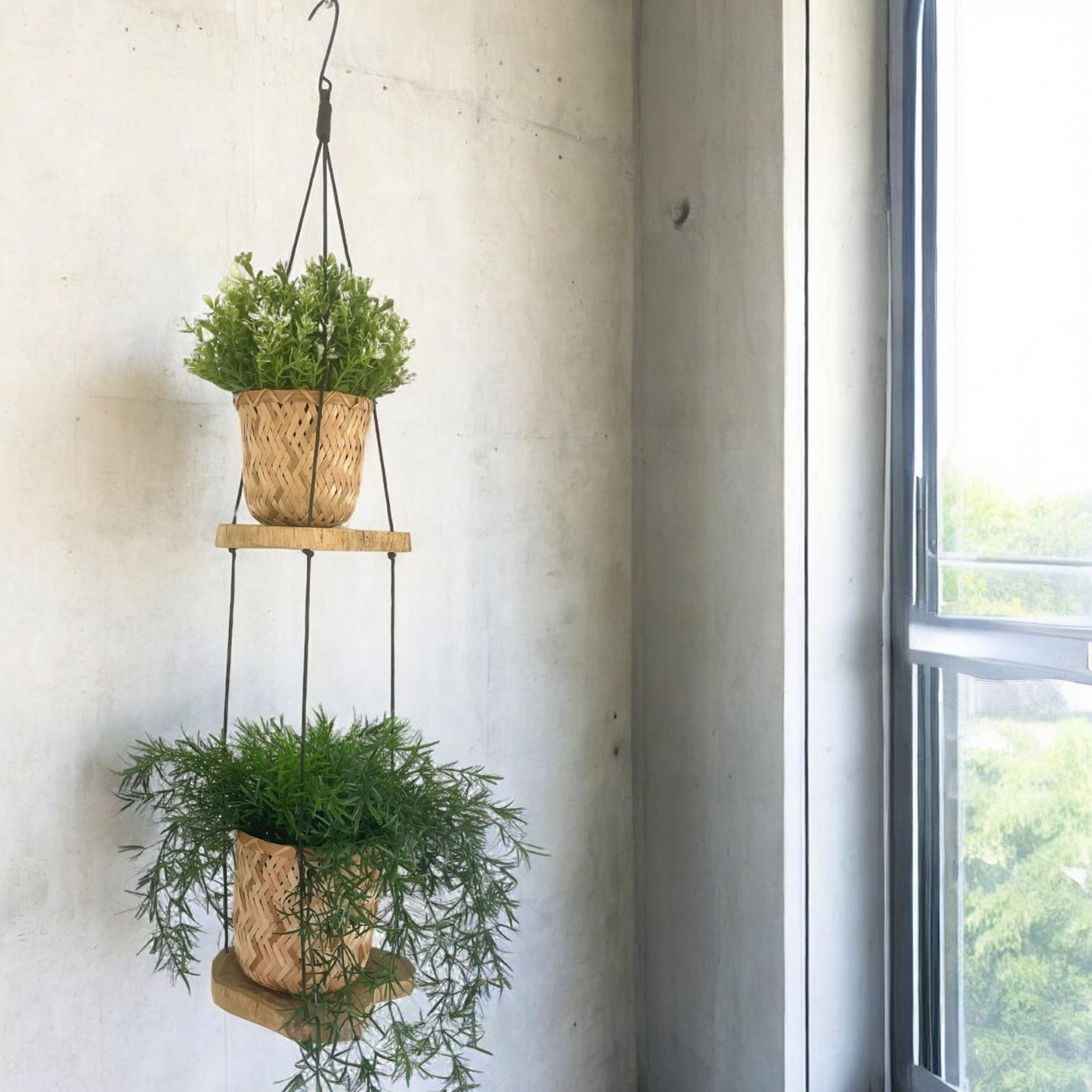 Étagère suspendue en bois Gamel - Deux niveaux