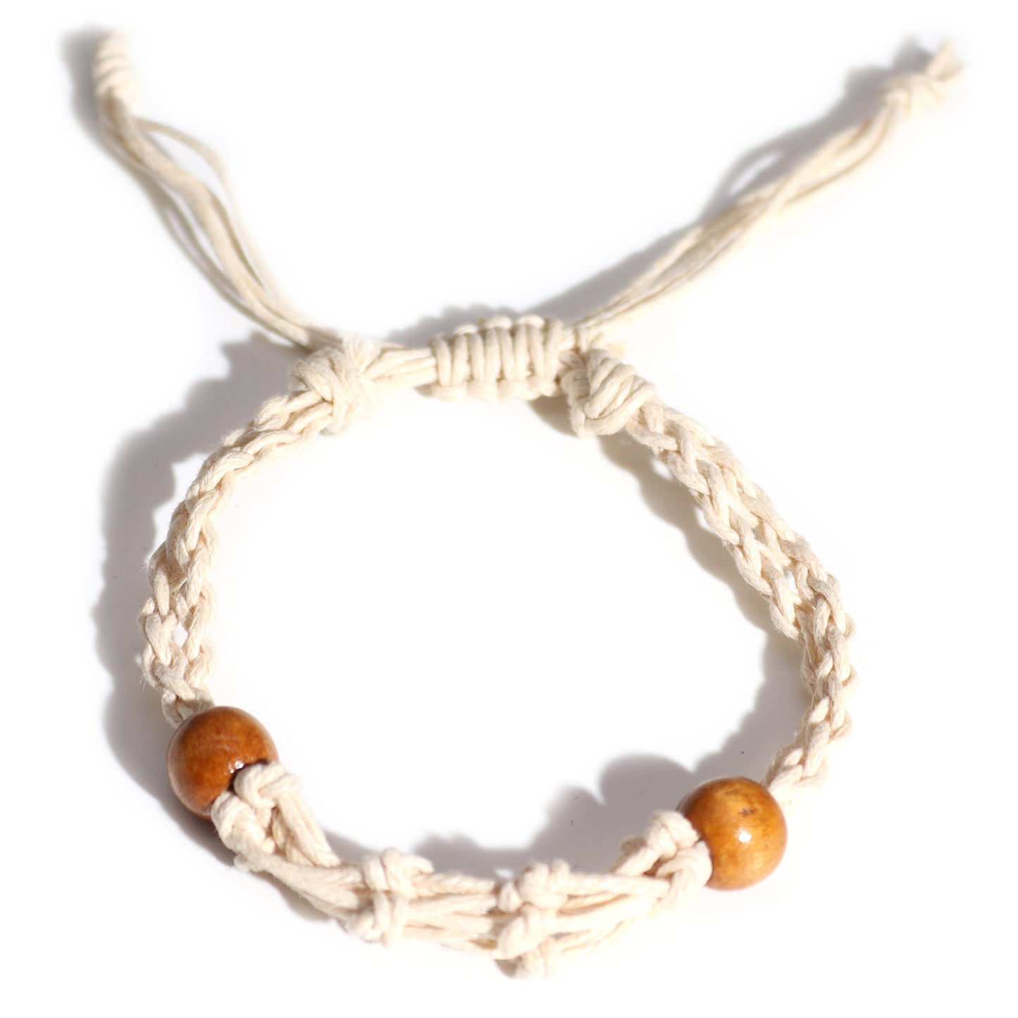 Makramee Edelsteinarmband 20-28cm - Natur