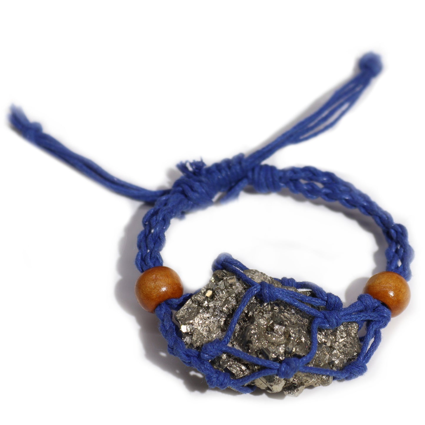 Makramee Edelsteinarmband 20-28cm - Marineblau