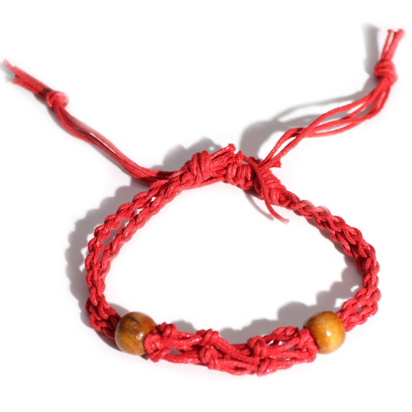 Makramee Edelsteinarmband 20-28cm - Rot
