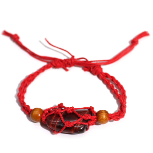 Makramee Edelsteinarmband 20-28cm - Rot