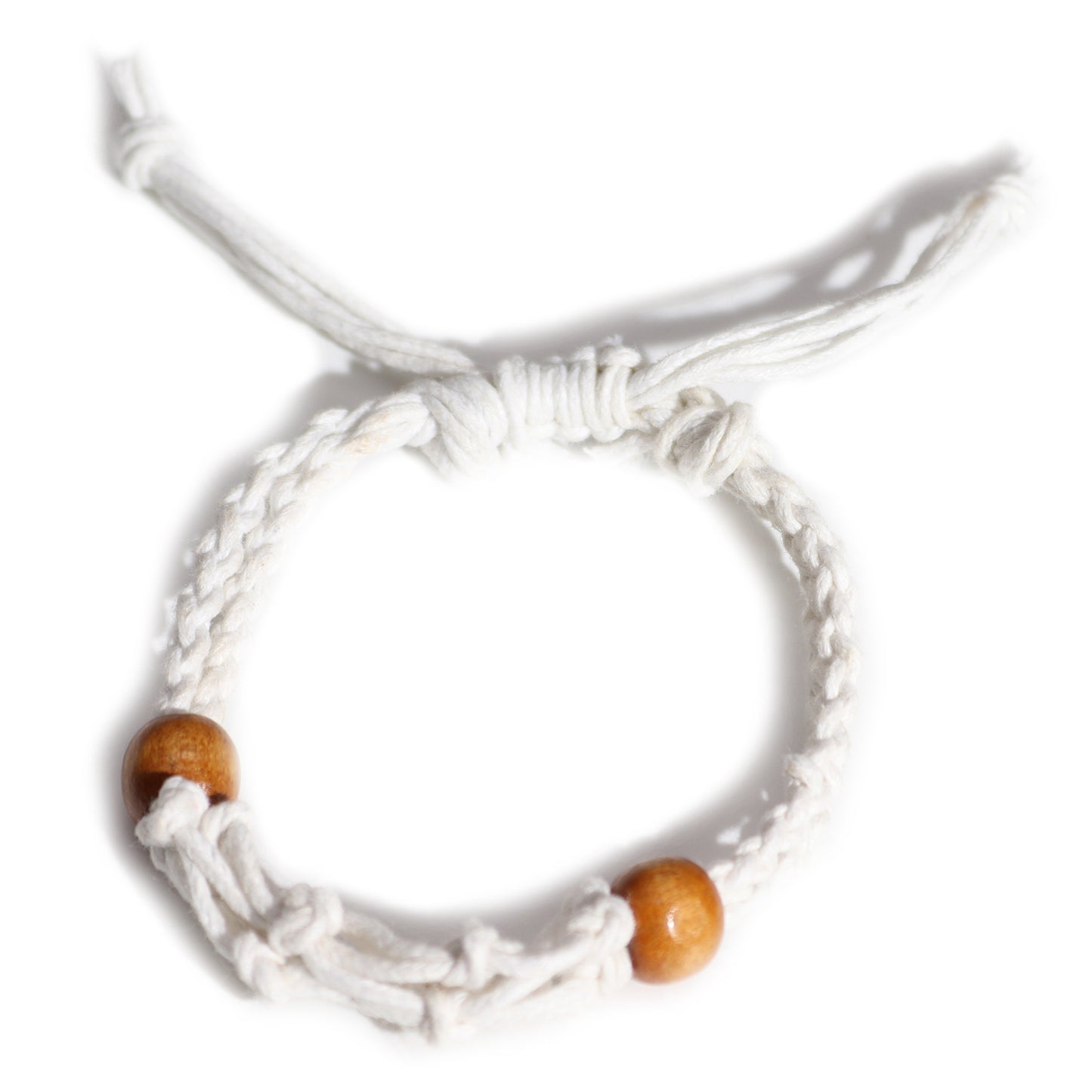 Makramee Edelsteinarmband 20-28cm - Weiß