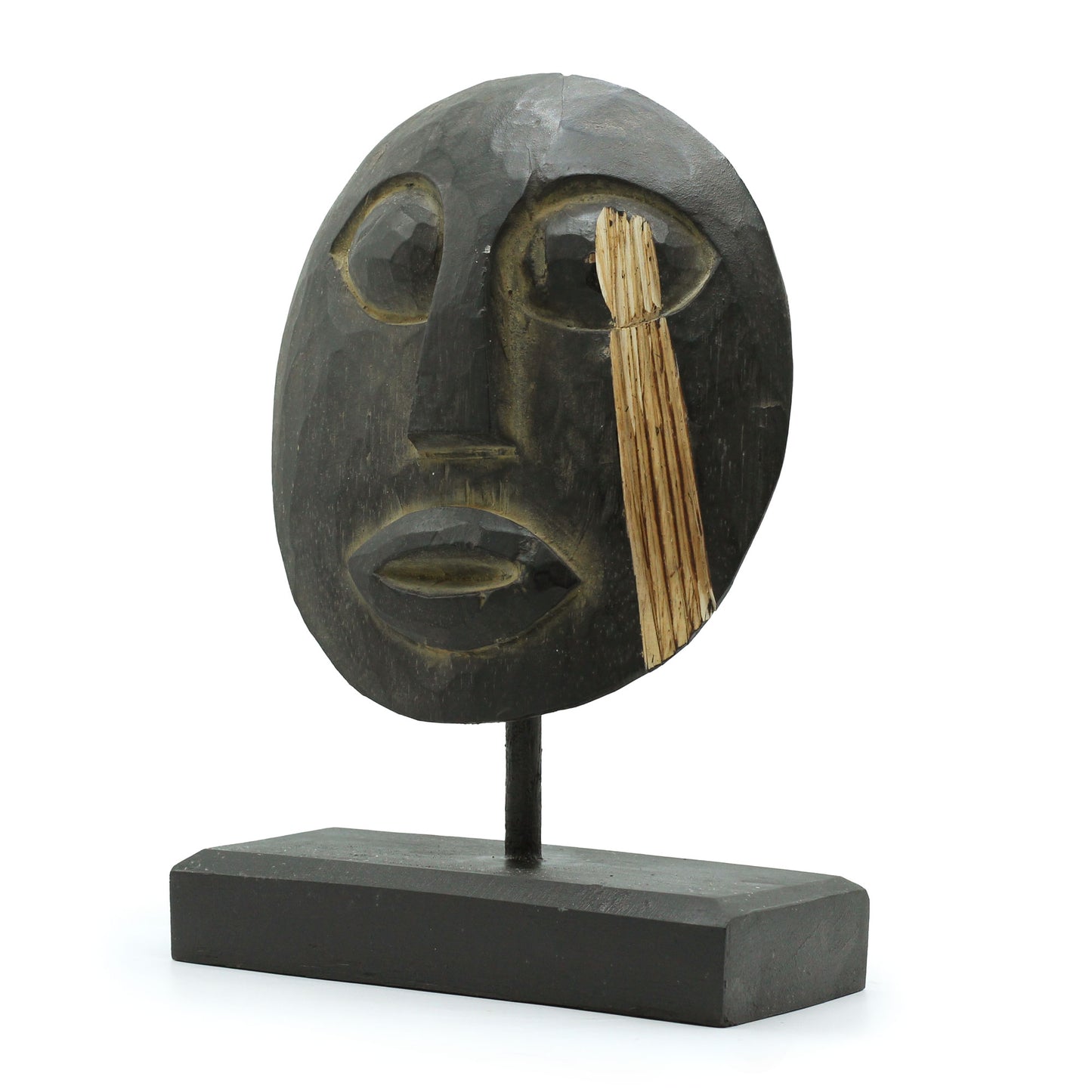 Dekorative Timor-Stammesmaske – Schwarz, 27 x 20 cm