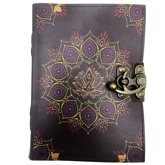 Ledernotizbuch - Lotusblume - 12,5x17,5cm