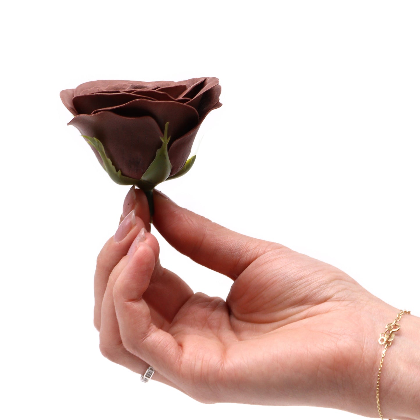 Handgemachte Seifenblume - Große Vintage Rose - Schokolade