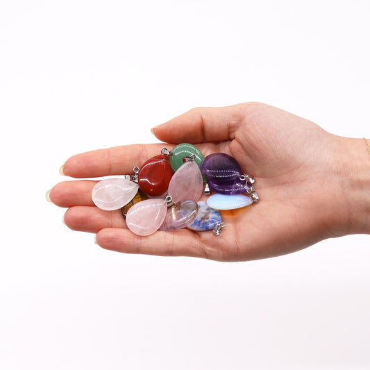 12 x Tropfenförmige Edelsteinanhänger – 25 x 18 mm