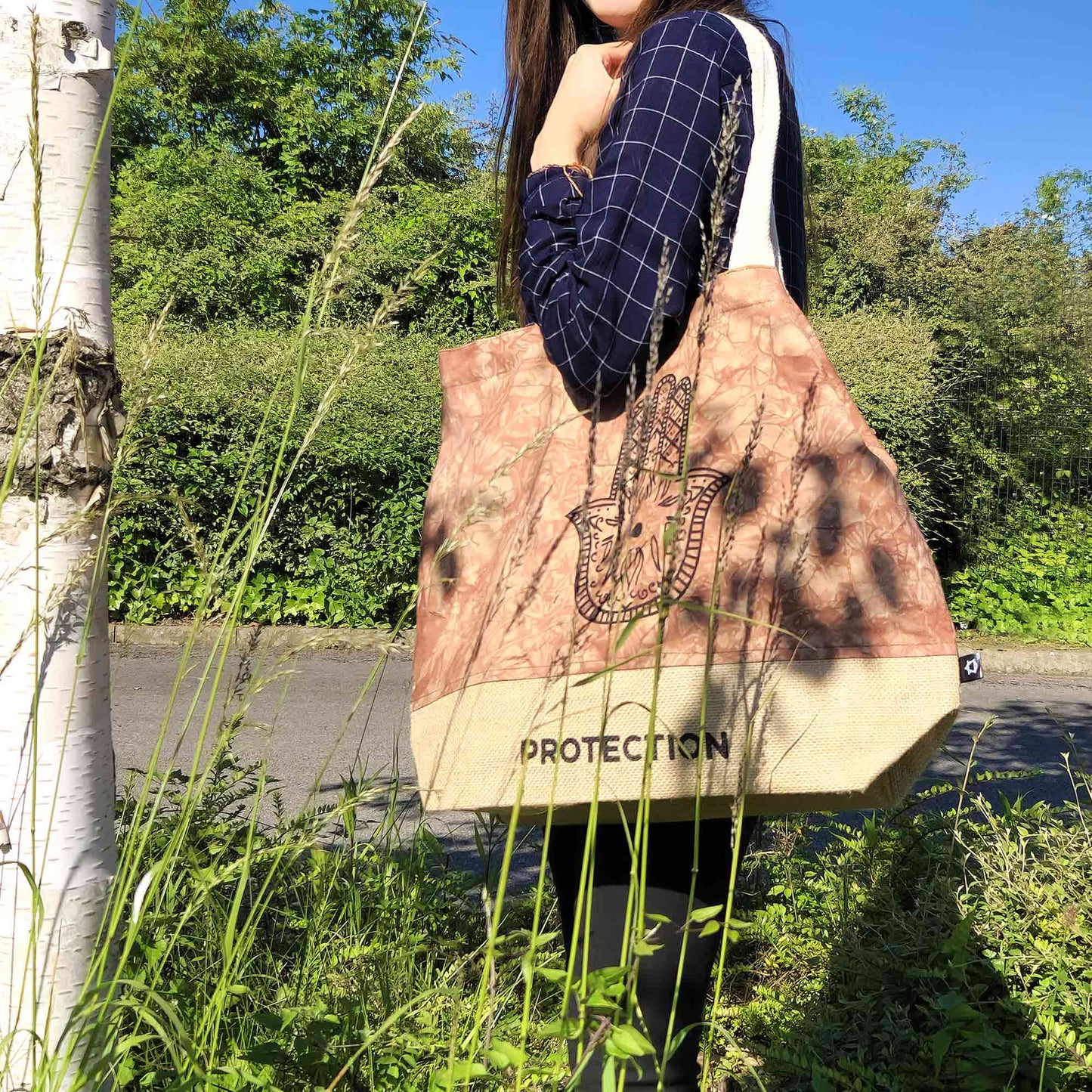 Naturtasche - Terrakotta - Hamsa - Schutz