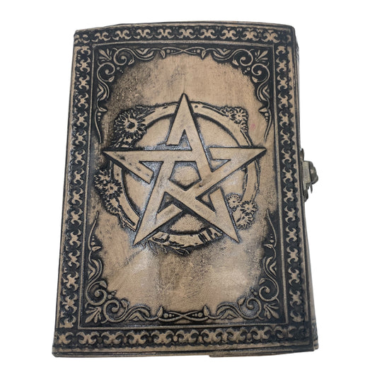 Esoterisches Pentagramm-Notizbuch – Vintage mit genähtem Rand