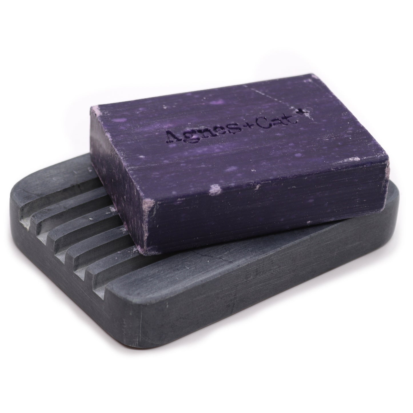 Porte-savon en stéatite grise 12 x 8,5 cm - Rainures profondes