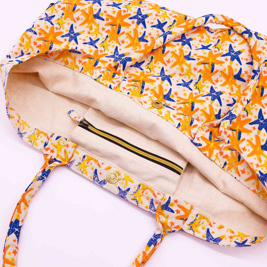 Große Glitzertasche – Abstrakter Seestern