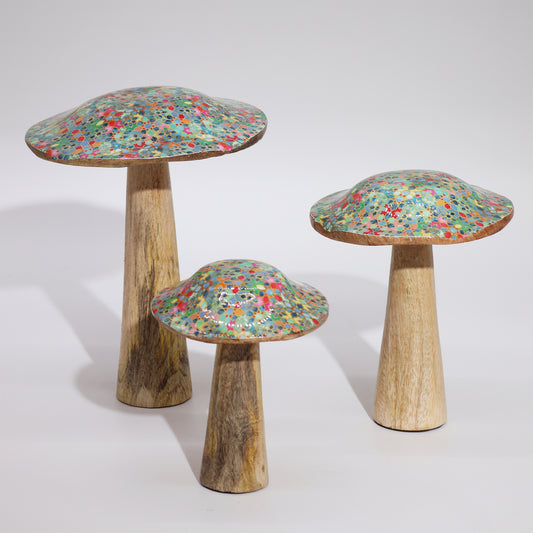 Champignon moyen - 15 cm - Motif carreaux méditerranéens