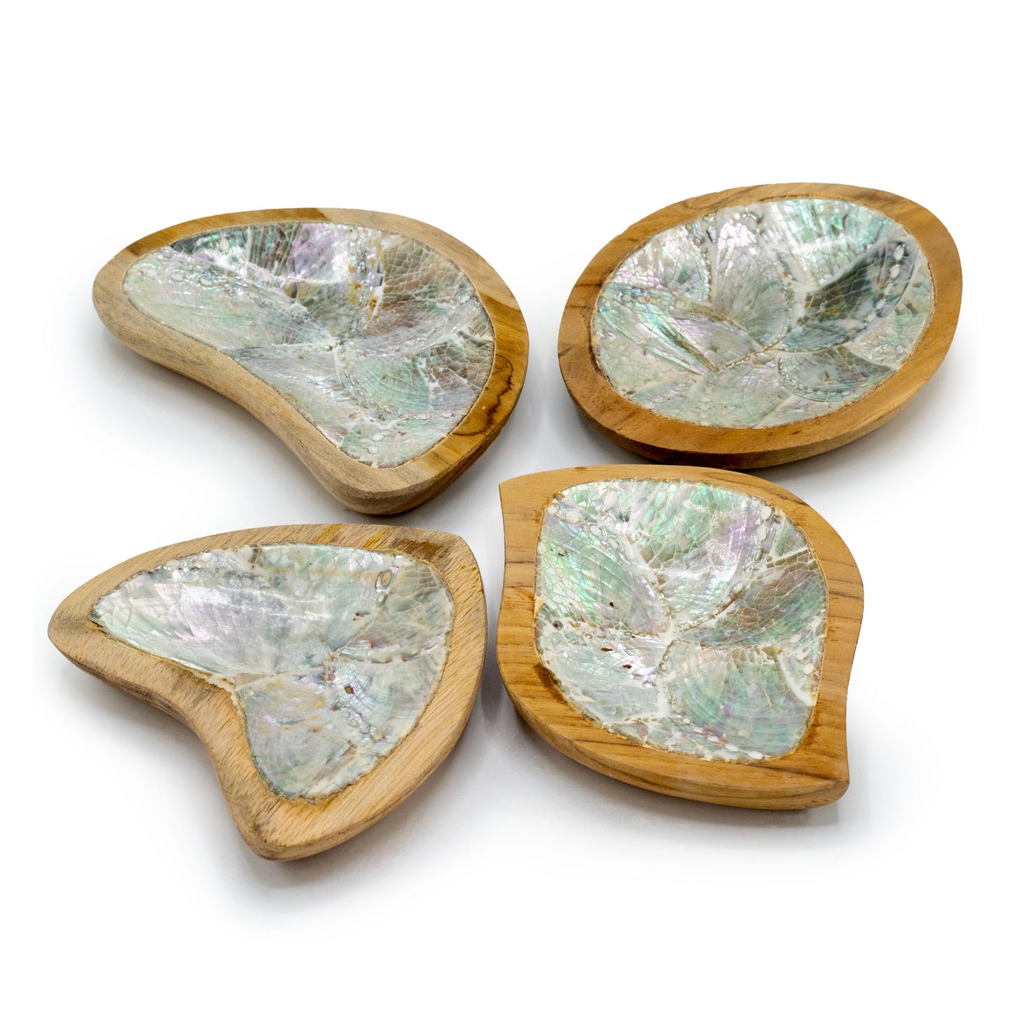 Set mit 4 Mini-Schüsseln aus Teakholz (sortiert)