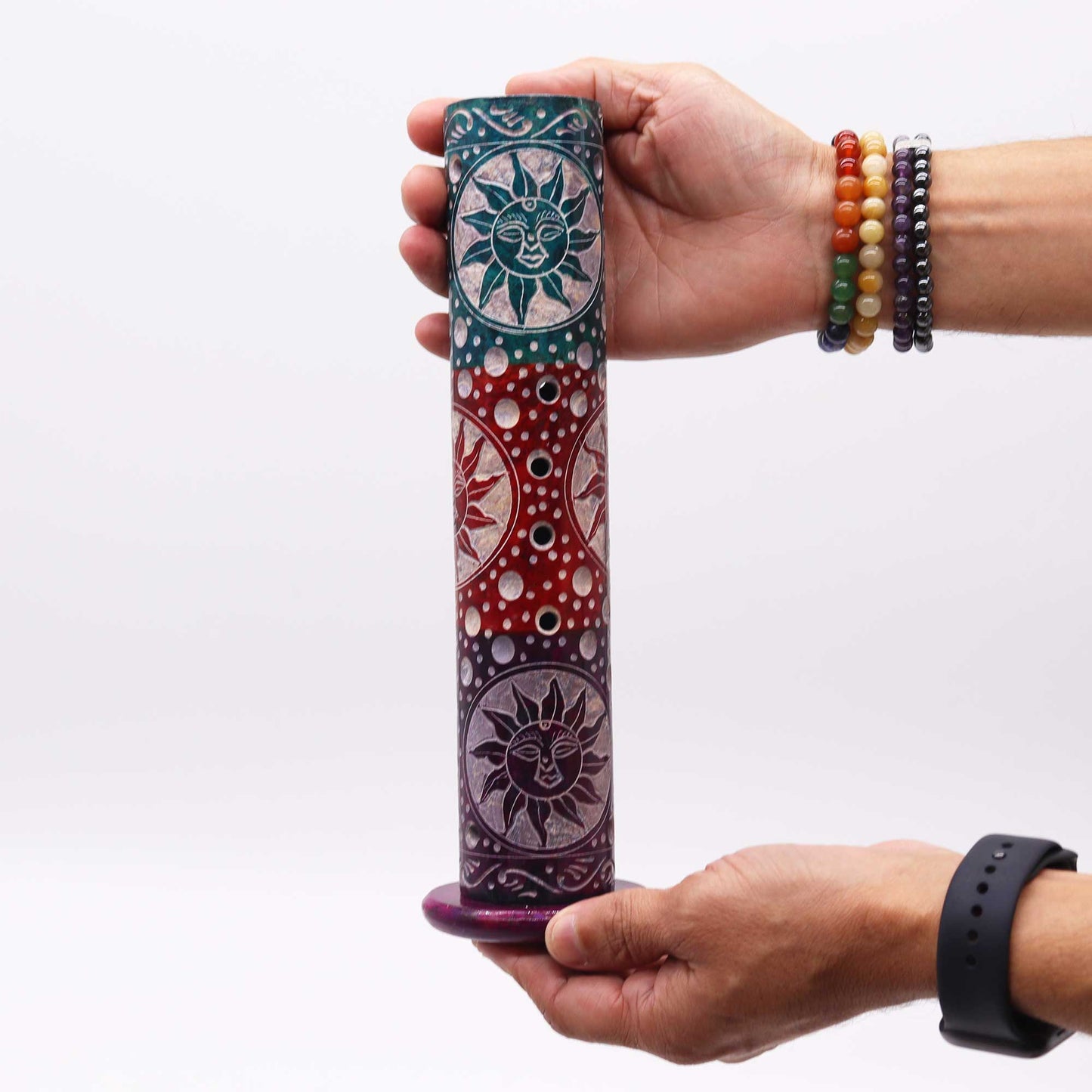 Räucherstäbchenhalter aus Speckstein, rund, 25 cm – Sonnen