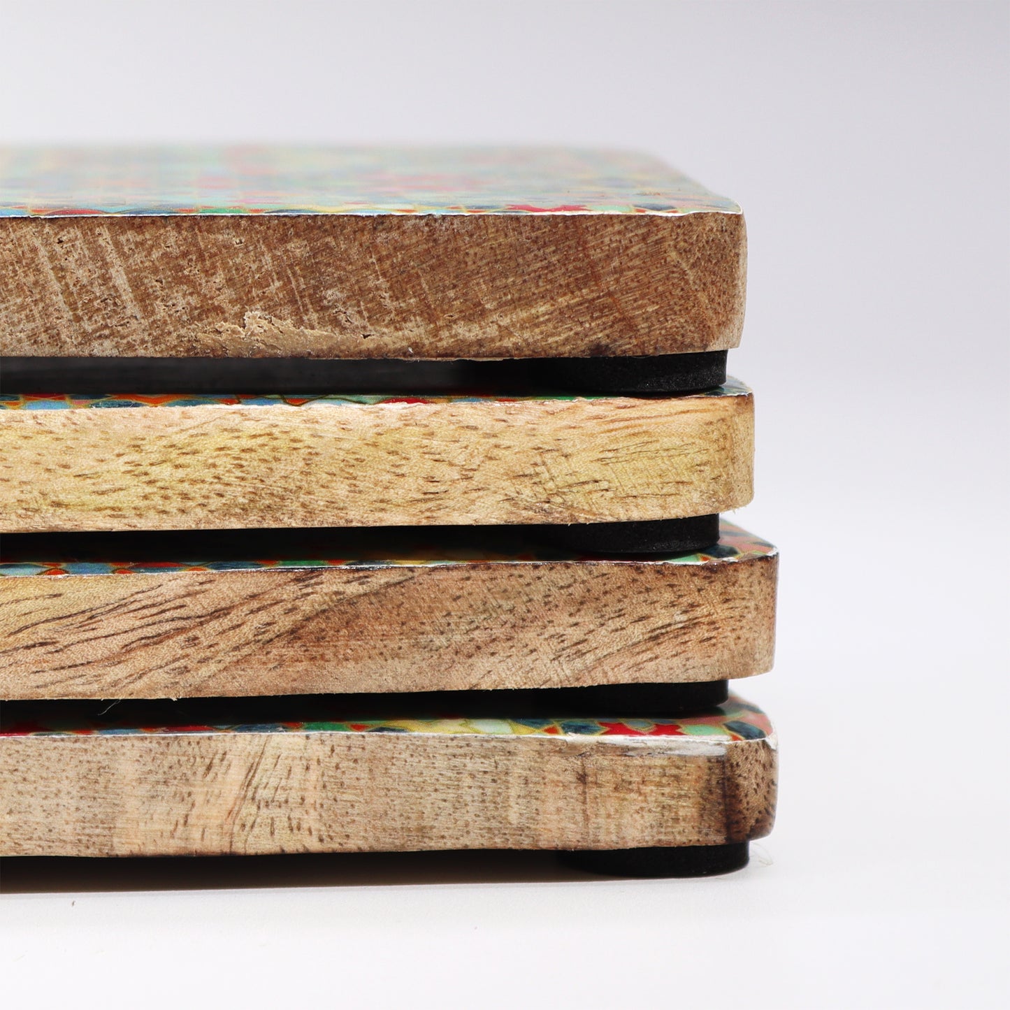 4er Set quadratische Untersetzer - Mediterranes Fliesendesign