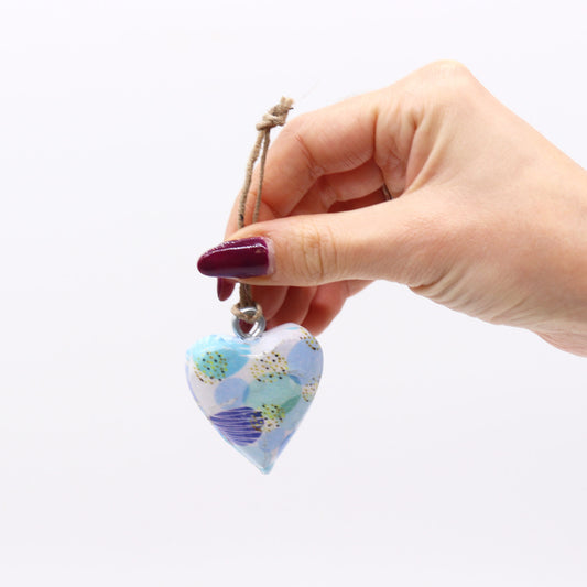 Kleines dekoratives Holzherz - Abstrakt Blau