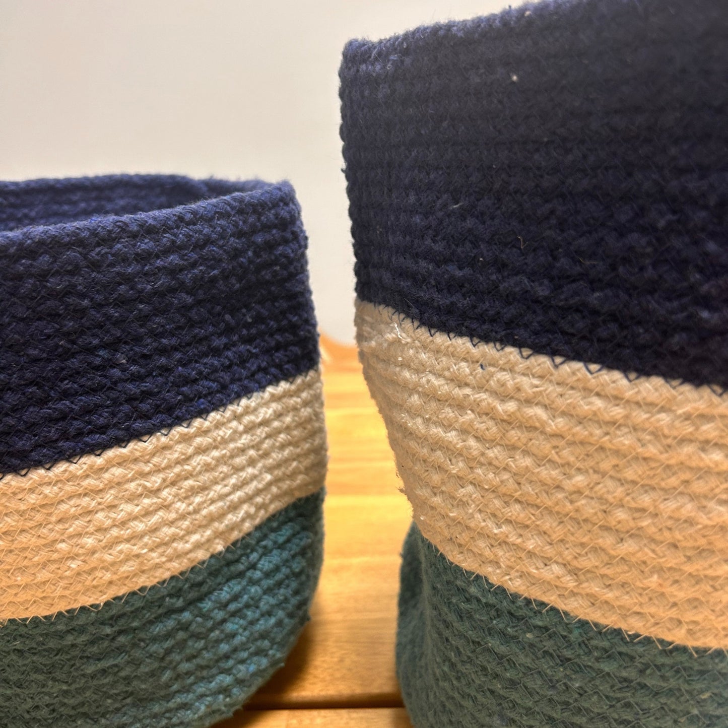 Set mit 3 Juteseilkörben mit bösem Blick – 15 cm / 20 cm / 25 cm