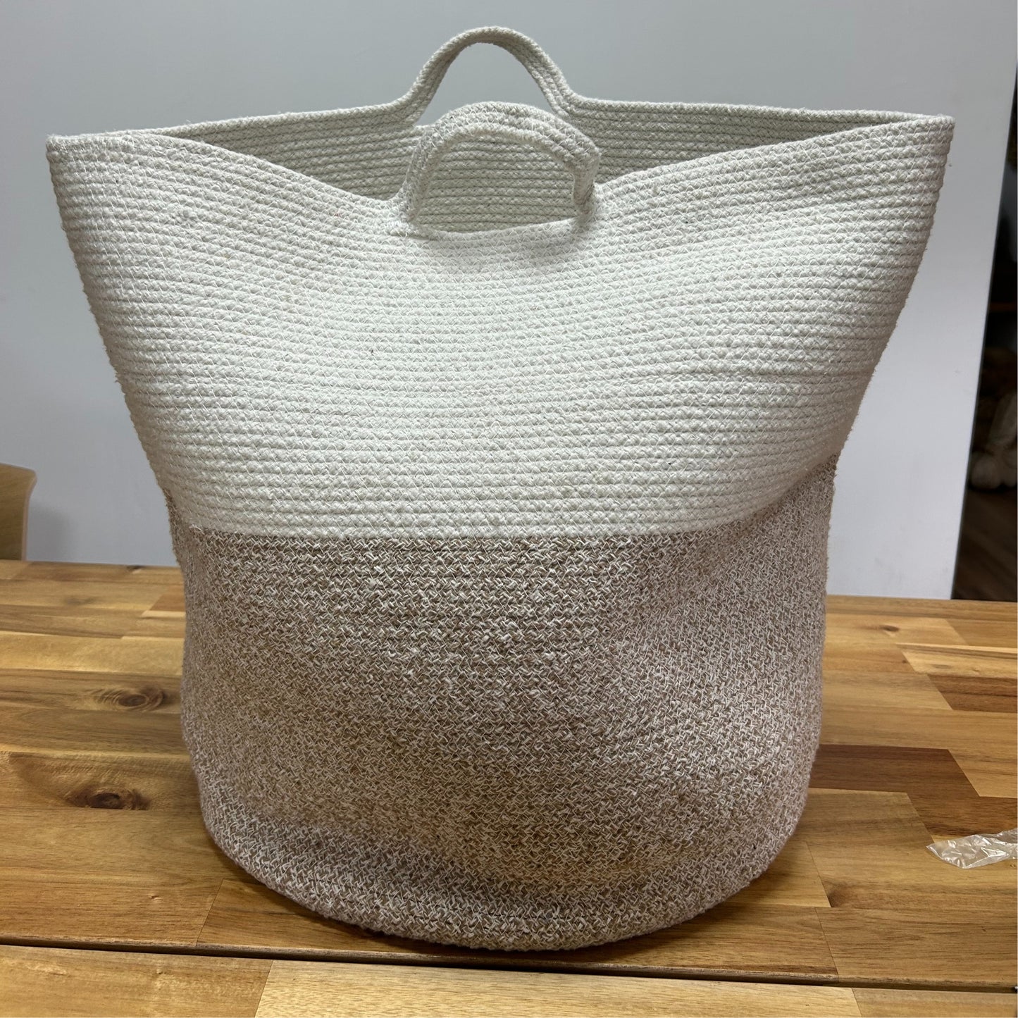 Grand panier en corde de coton 45x40cm - Beige