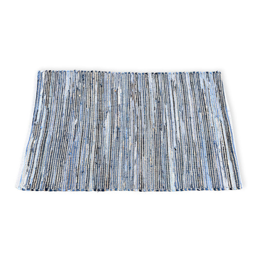 Großer Juteteppich aus recycelter Baumwolle – 130 x 170 cm – Blau