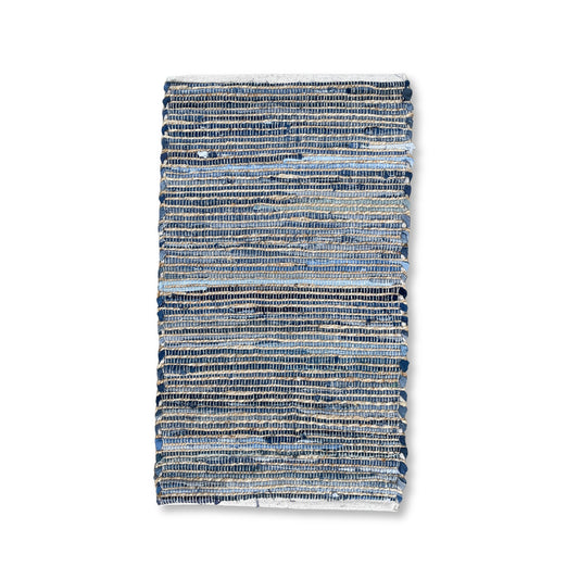 Kleiner Juteteppich aus recycelter Baumwolle – 50 x 90 cm – Blau