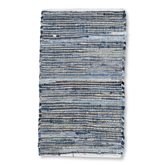 Mittelgroßer Juteteppich aus recycelter Baumwolle – 90 x 150 cm – Blau