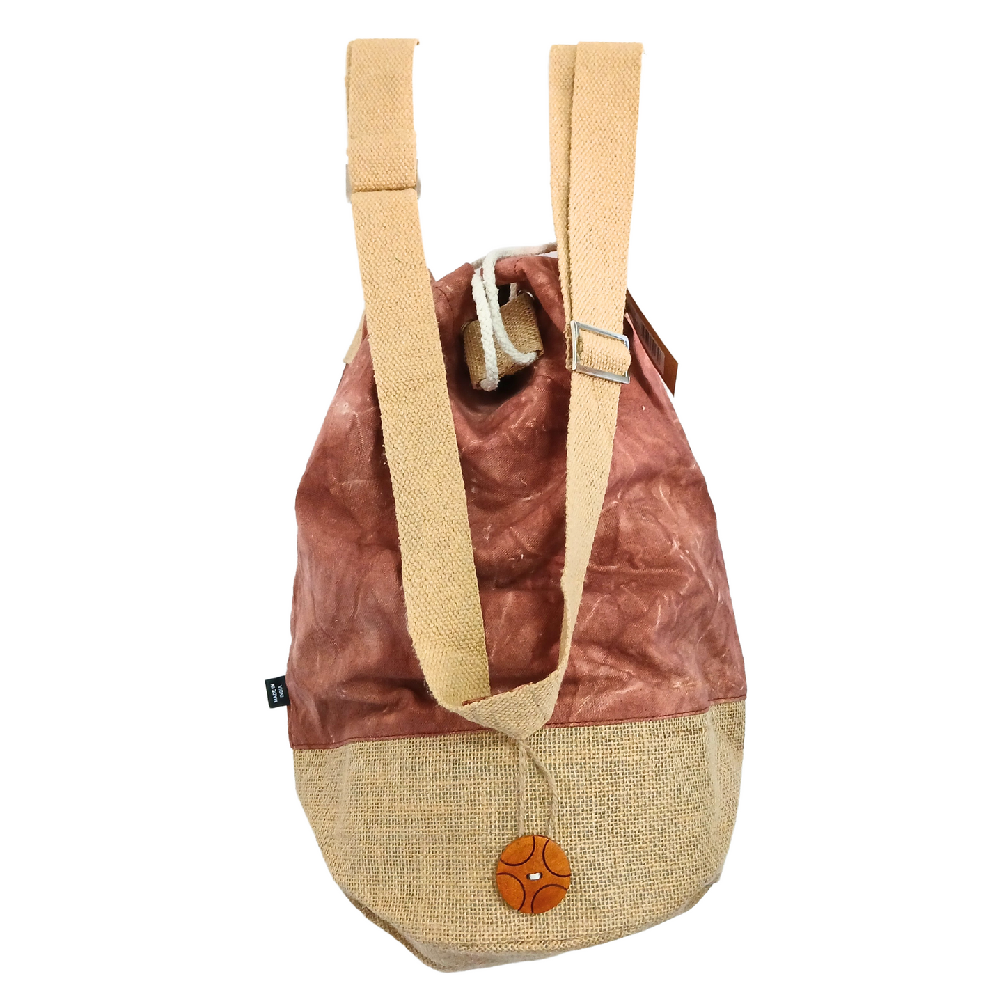 100 % natürlicher Rucksack – Terrakotta-Wascheffekt – Hamsa